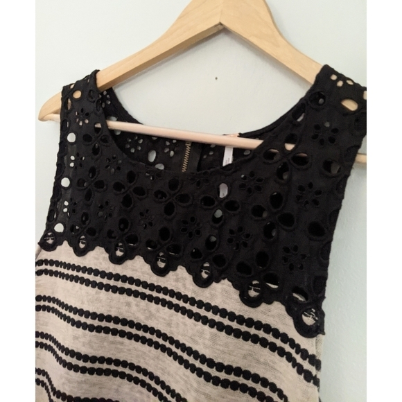 Free People Molly's Retro Eyelet Peplum Stripe Top - Picture 8 of 8